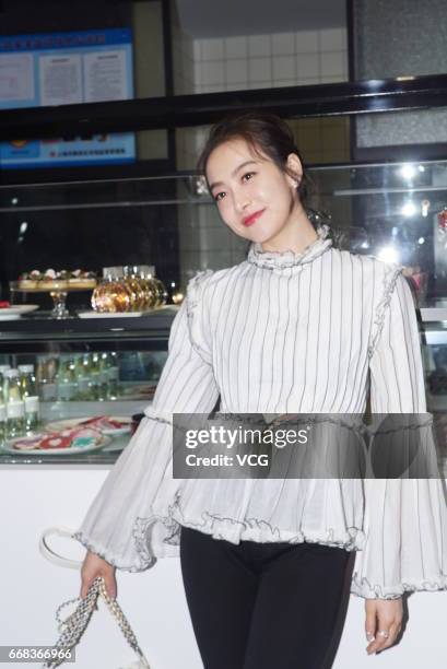 Actress and singer Victoria Song attends the commercial event of Chanel Coco Cafe on April 13, 2017 in Shanghai, China.