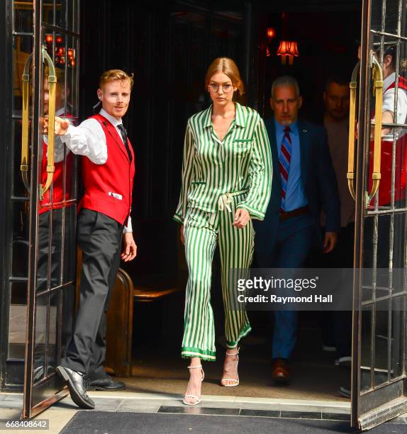 Model Gigi Hadid is seen walking in Soho on April 13, 2017 in New York City.