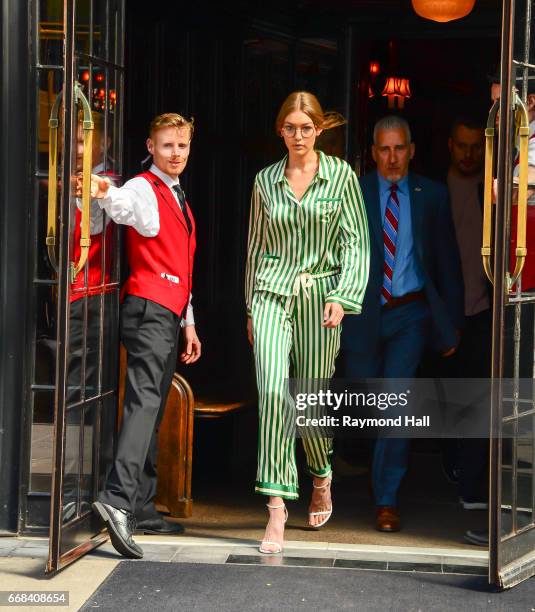 Model Gigi Hadid is seen walking in Soho on April 13, 2017 in New York City.