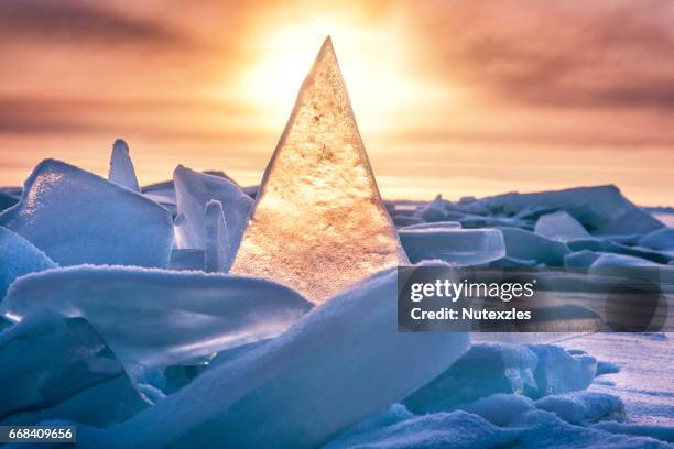 pyramid ice in baikal - bai tribe stock pictures, royalty-free photos & images