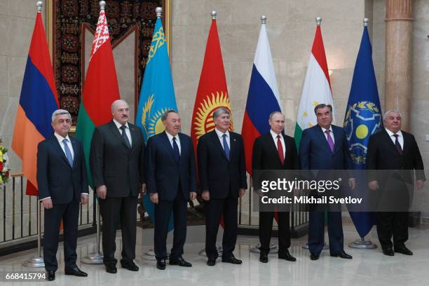 Armenian President Serge Sargsyan, Belarussian President Alexander Lukashenko, Kazakh President Nursultan Nazarbayev, Kyrgyz President Almazbek...