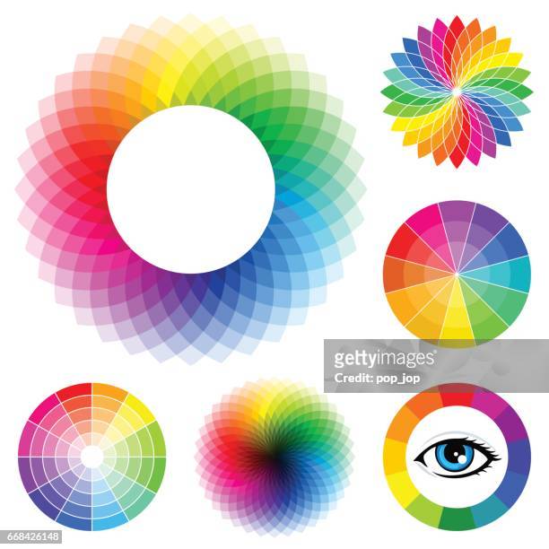 set of color wheels - illustration - colour chart wheel stock illustrations