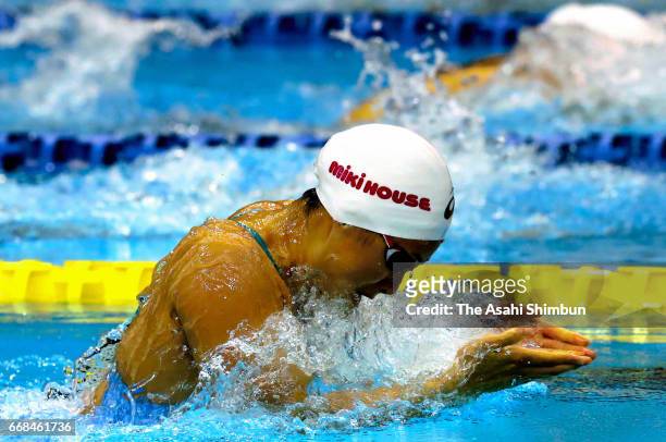 Satomi Suzuki competes in the Women's 50m final during day two of the Japan Swim at Nippon Gaishi Areana on April 14, 2017 in Nagoya, Aichi, Japan.