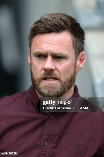 Graham Alexander manager of Scunthorpe United looks on during the Sky Bet League One match between MK Dons and Scunthorpe United at StadiumMK on...