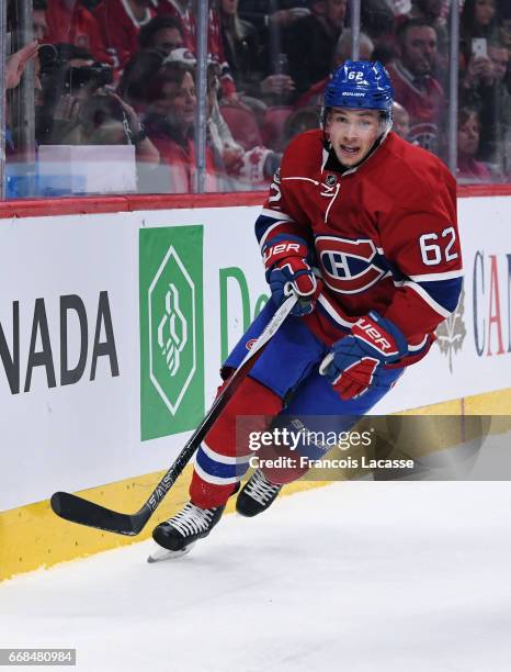 Artturi Lehkonen of the Montreal Canadiens skates against the New York Rangers in Game One of the Eastern Conference Quarterfinals during the 2017...