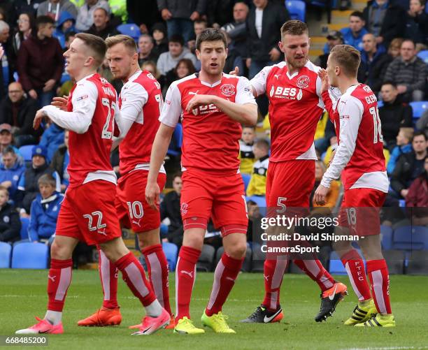 Fleetwood Town celebrate after going 2-0 ahead via Ashley Eastham during the Sky Bet League One match between Peterborough United and Fleetwood Town...