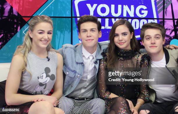 April 13: Chloe Lukasiak, Aidan J. Alexander, Bailee Madison and Froy Gutierrez at the Young Hollywood Studio on April 13, 2017 in Los Angeles,...