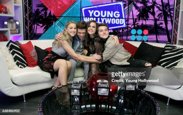 April 13: Chloe Lukasiak, Aidan J. Alexander, Bailee Madison and Froy Gutierrez at the Young Hollywood Studio on April 13, 2017 in Los Angeles,...