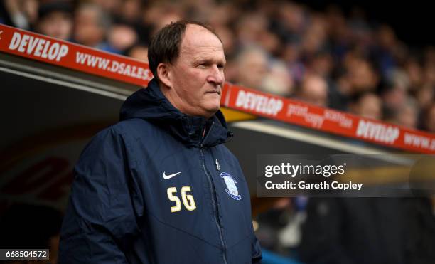 Preston manager Simon Grayson during the Sky Bet Championship match between Huddersfield Town and Preston North End at Galpharm Stadium on April 14,...