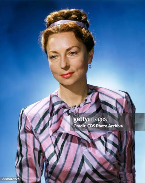 Color portrait of CBS Radio performer Agnes Moorehead. March 1, 1946. Hollywood, CA.