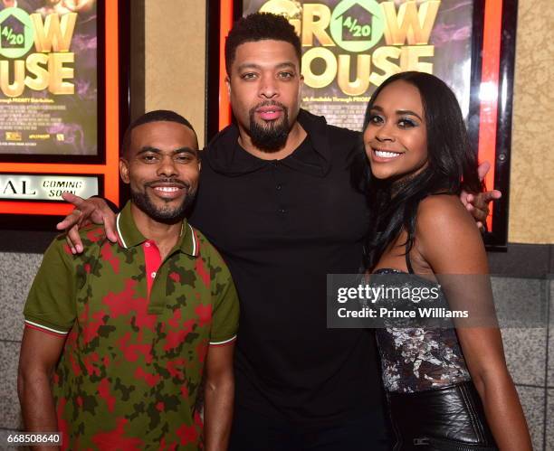 Lil Duval, DeRay Davis, and Raquel Lee Bolleau attend "Grow House" Atlanta Screening at Regal Atlantic Station on April 13, 2017 in Atlanta, Georgia.