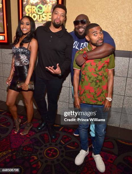 Raquel Lee Bolleau, DeRay Davis, Faizon Love and Lil Duval attend 'Grow House" Atlanta Screening at Regal Atlantic Station on April 13, 2017 in...
