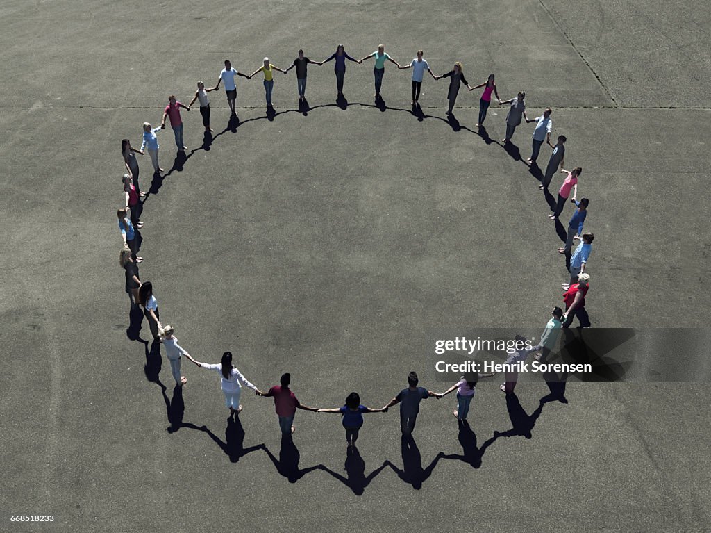 Group of people forming a circle