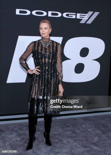 Charlize Theron attends "The Fate of The Furious" New York Premiere at Radio City Music Hall on April 8, 2017 in New York City.