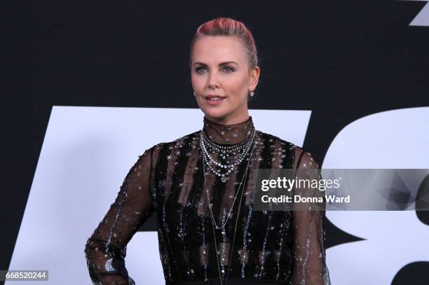 Charlize Theron attends "The Fate of The Furious" New York Premiere at Radio City Music Hall on April 8, 2017 in New York City.