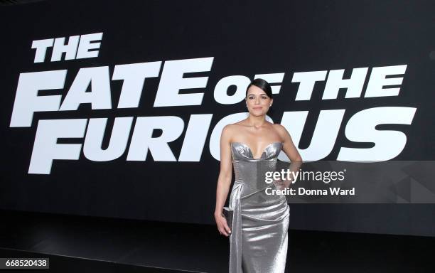 Michelle Rodriguez attends "The Fate of The Furious" New York Premiere at Radio City Music Hall on April 8, 2017 in New York City.