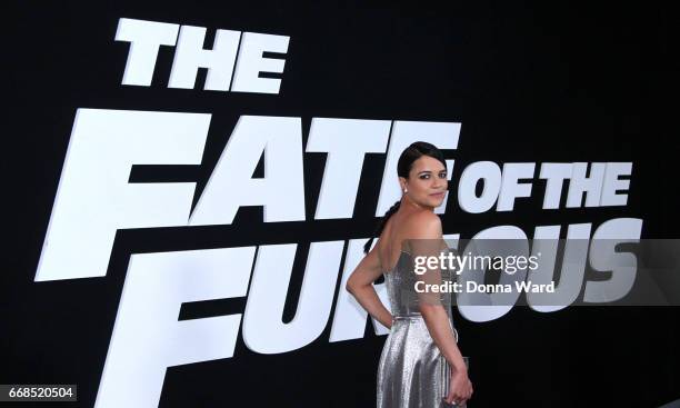 Michelle Rodriguez attends "The Fate of The Furious" New York Premiere at Radio City Music Hall on April 8, 2017 in New York City.