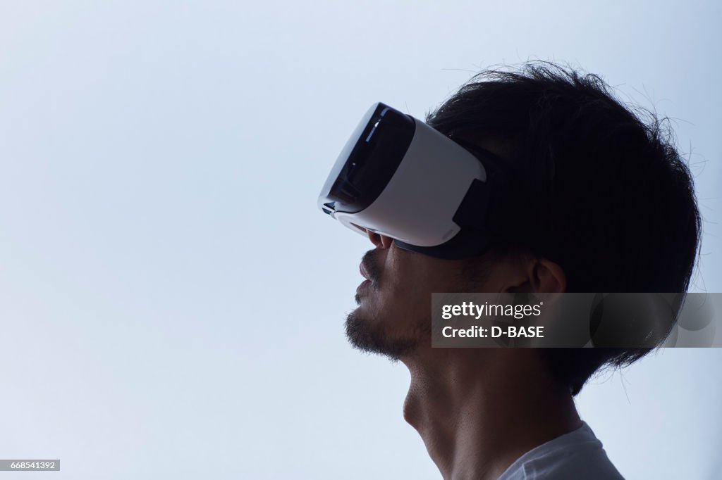 Man using a virtual reality headset