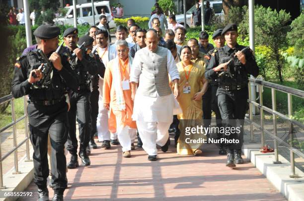 Mr. Rajnath Singh Indian Union Minister of Home Affairs and Indian ruling political party Bharatiya Janata Party senior leader along State BJP...
