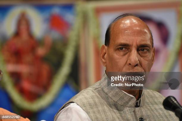 Mr. Rajnath Singh Indian Union Minister of Home Affairs and Indian ruling political party Bharatiya Janata Party senior leader meet the press after...