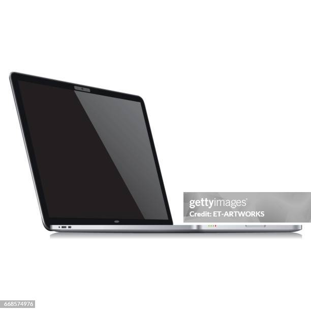 realistic laptop template - vector - macbook laptop white background stock illustrations