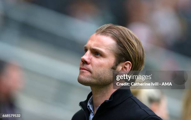 Robbie Neilson manager of MK Dons during the Sky Bet League One match between MK Dons and Scunthorpe United at StadiumMK on April 14, 2017 in Milton...