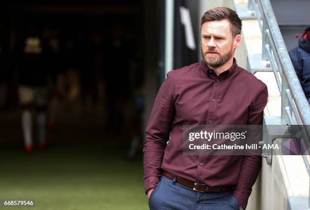 Graham Alexander manager of Scunthorpe United during the Sky Bet League One match between MK Dons and Scunthorpe United at StadiumMK on April 14,...