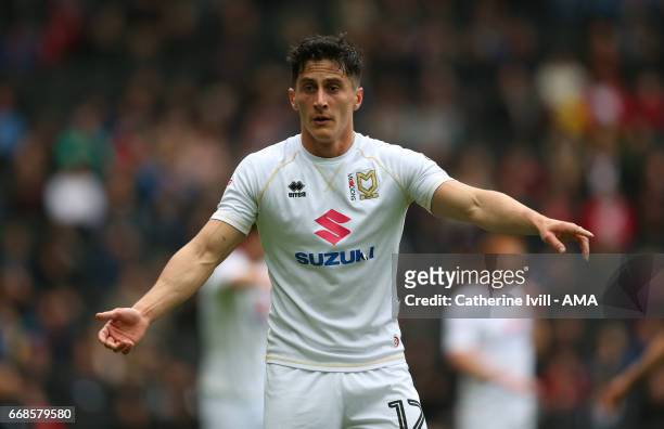 George Williams of MK Dons during the Sky Bet League One match between MK Dons and Scunthorpe United at StadiumMK on April 14, 2017 in Milton Keynes,...