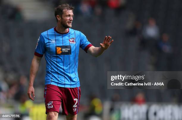 Scott Wiseman of Scunthorpe United during the Sky Bet League One match between MK Dons and Scunthorpe United at StadiumMK on April 14, 2017 in Milton...