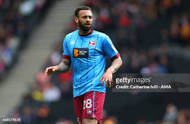Craig Davies of Scunthorpe United during the Sky Bet League One match between MK Dons and Scunthorpe United at StadiumMK on April 14, 2017 in Milton...