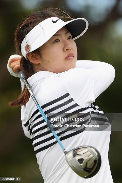 Simin Feng of China plays a tee shot on the ninth hole during the first round of the LPGA LOTTE Championship Presented By Hershey at Ko Olina Golf...