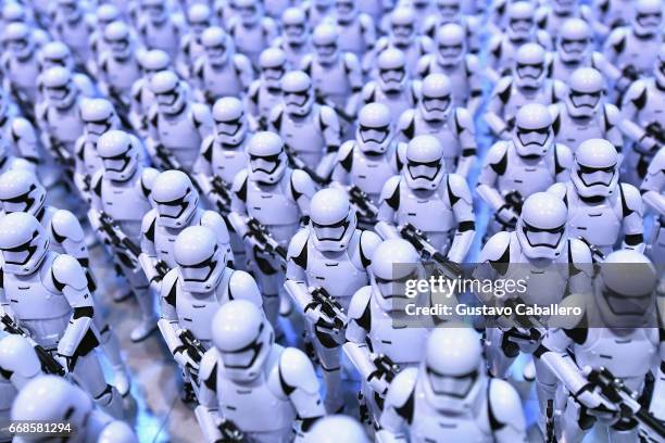 Stormtrooper are lined up at the Star Wars Celebration day 02 on April 14, 2017 in Orlando, Florida.