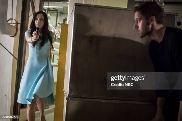 Whitehall: Conclusion" Episode 108 -- Pictured: Famke Janssen as Susan "Scottie" Hargrave, Ryan Eggold as Tom Keen --