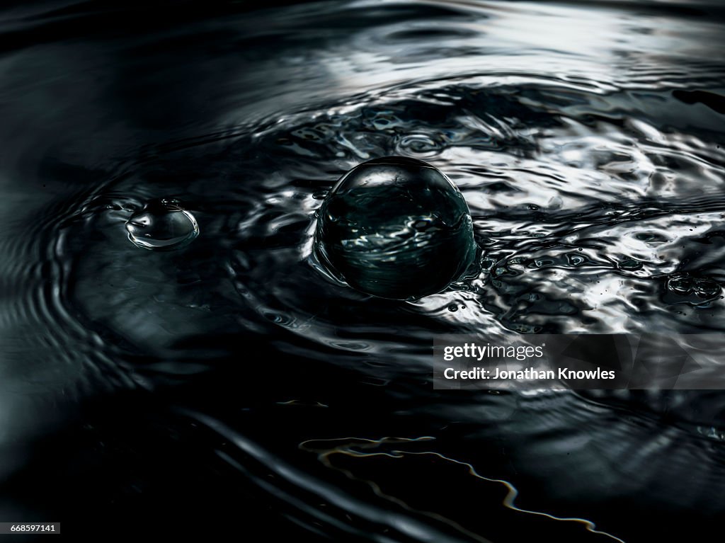 Water close-up, ripples and bubbles,