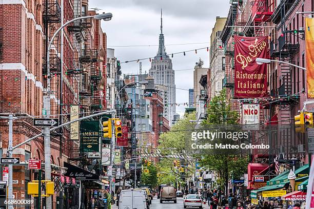 street in little italy, new york city, usa - lower east side manhattan stock pictures, royalty-free photos & images