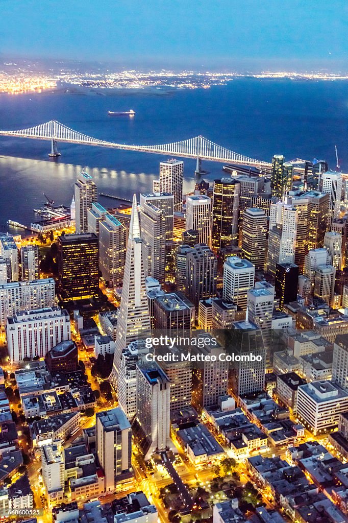 Aerial of downtown San Francisco, USA