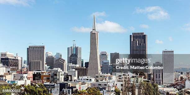 transamerica pyramid and downtown san francisco - transamerica pyramid stock pictures, royalty-free photos & images
