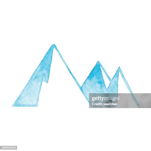 watercolor mountain icon blue - mountain logo stock illustrations