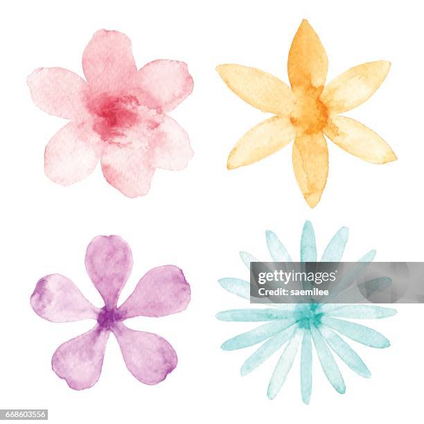 stockillustraties, clipart, cartoons en iconen met aquarel bloemen - bloesem