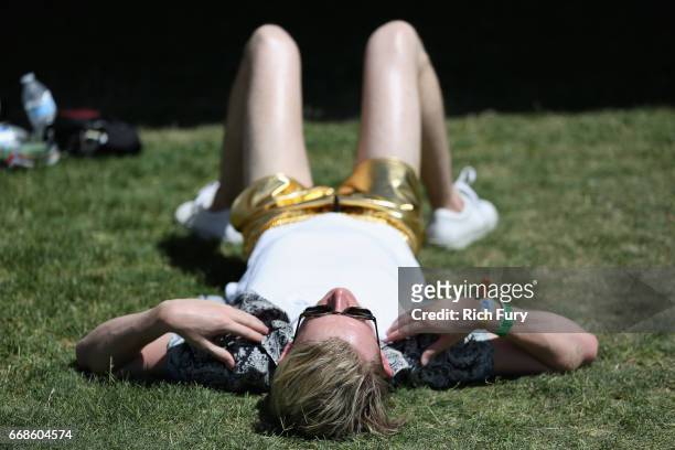 Festivalgoer attends day 1 of the 2017 Coachella Valley Music & Arts Festival Weekend 1 at the Empire Polo Club on April 14, 2017 in Indio,...
