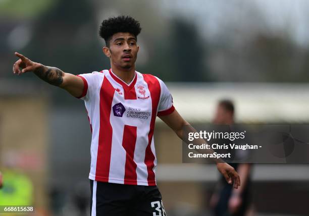 Lincoln City's Josh Ginnelly during the Vanarama National League match between Lincoln City and Torquay United at Sincil Bank Stadium on April 14,...