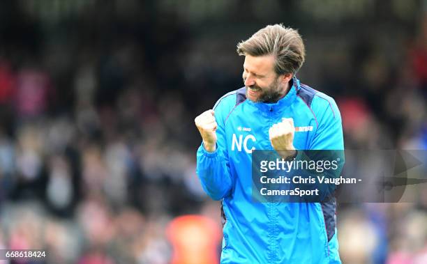 Lincoln City's assistant manager Nicky Cowley at the end of the Vanarama National League match between Lincoln City and Torquay United at Sincil Bank...