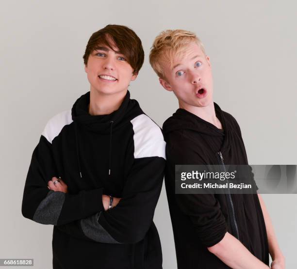 Sam Golbach and Colby Brock pose for portrait at The Artists Project on April 12, 2017 in Los Angeles, California.