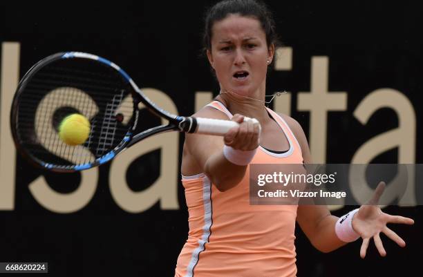 Lara Arruabarrena of Spain plays against Sara Sorribes of Spain during a semifinal match as part of Claro Open Colsanitas WTA 2017 at Club Los...