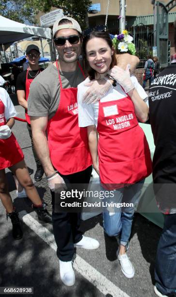 Actor Jordi Vilasuso and actress Kaitlin Vilasuso attend Los Angeles Mission's Easter Celebration at Los Angeles Mission on April 14, 2017 in Los...