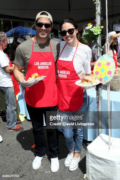 Actor Jordi Vilasuso and actress Kaitlin Vilasuso attend Los Angeles Mission's Easter Celebration at Los Angeles Mission on April 14, 2017 in Los...