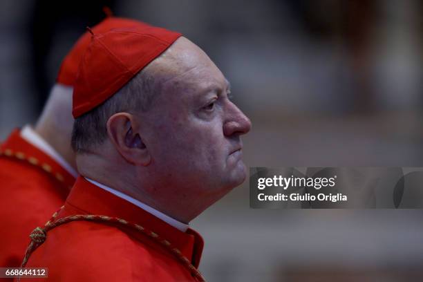 Cardinal Gianfranco Ravasi attends the Celebration of the Lord's Passion at St. Peter's Basilica on April 14, 2017 in Vatican City, Vatican. On Good...