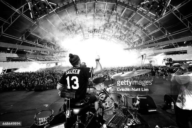 Musician Jeremy Salken of Big Gigantic performs on the Sahara Stage during day 1 of the Coachella Valley Music And Arts Festival at the Empire Polo...