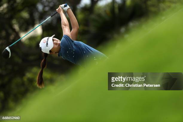 In-Kyung Kim of Republic of Korea plays a tee shot on the ninth hole during the third round of the LPGA LOTTE Championship Presented By Hershey at Ko...