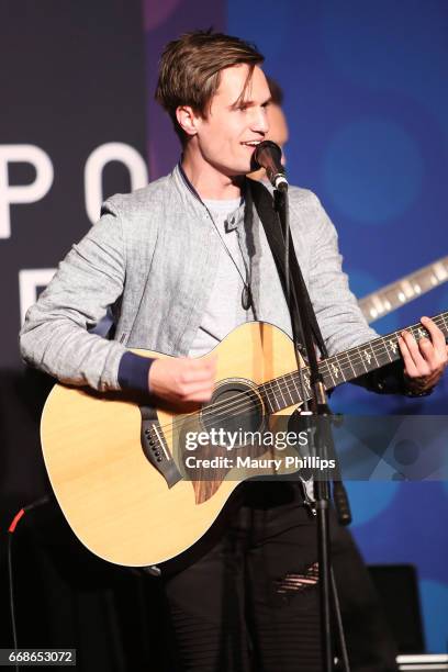 Attendee AJ Smith performs onstage at ASCAP 'EXPO FACTOR' Attendee Showcase Competition during the 2017 ASCAP "I Create Music" EXPO on April 14, 2017...